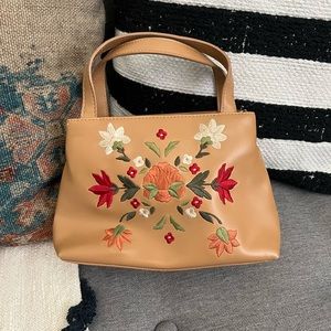 Relic vegan leather floral embroidered micro mini hand bag purse